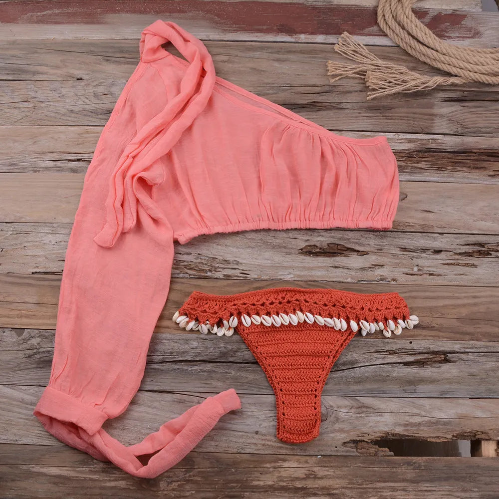 European and American beach bikini split shell suit - Bellarte Enchanté European and American beach bikini split shell suit